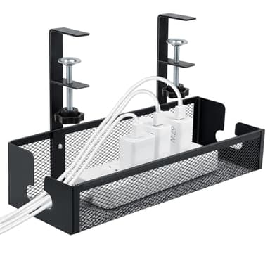 Cozary Cable Management Support Réglable en Acier Carbone, Chemin de Cable Crochets Amovibles pour Bureau sous Table, Organisateur de Câbles Haute Capacité Maison/Gaming
