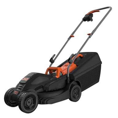 BLACK+DECKER Tondeuse à Gazon électrique légère de 1000 W de 32 cm de Large avec 3 hauteurs réglables et récupérateur d'herbe de 30 L, BEMW351-QS