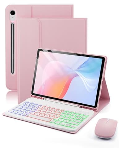 Pour Samsung Galaxy Tab S10 Lite/S10 FE (2025)/S9 FE/S9 (2023)/Tab S8 (2022)/Tab S7 (2020) 10.9-11Pouces Coque Étui Avec Bluetooth Français (AZERTY) Clavier Rétroéclairé Souris Backlight Keyboard Case