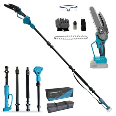 Élagueur sur batterie et scie à élaguer avec chaîne compatible Makita 18V, scie à élaguer 2 en 1 sans balais de 6 pouces avec manche télescopique et élagueur électrique télescopique sur batterie