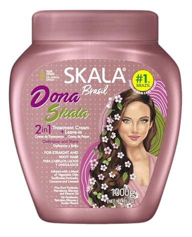 SKALA - Crème de Soin pour Cheveux Dona Skala - Végane - Pas d'expérimentation sur les animaux - Avec de l'huile d'avocat et de l’huile de lin - Contient des vitamines, Blanche, 1 kg (Lot de 1)