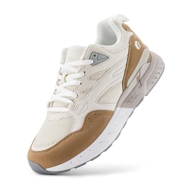 FitVille Chaussures de Marche Femme Extra Larges Baskets Mode Confort Sneakers pour Pieds Larges et Plats Beige 38 EU Large