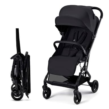 Kinderkraft INDY 3 poussette canne légère et compacte dès la naissance, pliage une main CLICK & FOLD, jusqu’à 15 kg, urbaine, dossier inclinable, harnais 5 points, Noire
