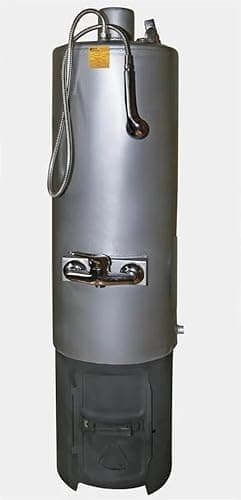 Nana IF - Poêle à bois - Chauffe-eau 80 litres - Gris - Métal - Chauffage au bois - Chauffage - Poêle