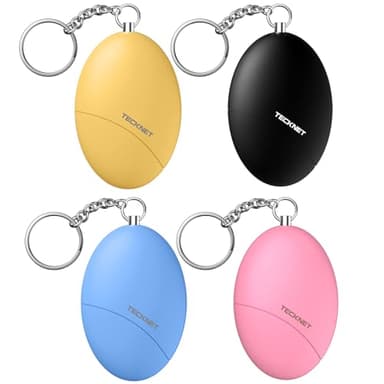 TECKNET Alarme Personnelle[Pack de 4], Porte Clef Alarme Anti agression portabl-Détachable & 140dB Ultra-Loud par Un Simple tirage, adaptée aux Femmes/Enfants/Personnes âgées/déplacement