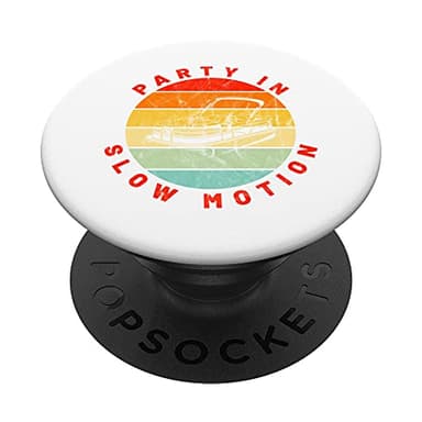 Pontoon Boat Vintage Party In Slow Motion Lac Boating PopSockets PopGrip - Support et Grip pour Smartphone/Tablette avec un Top Interchangeable