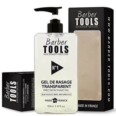 Gel de rasage transparent 150ml - Pour un rasage précis des contours de barbe (visibilité, glisse et protection maximale) - FABRIQUE EN FRANCE ✮ BARBER TOOLS ✮ (150 ml)