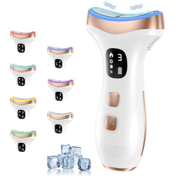 Massage Visage Appareil Anti Rides: Masseur Double Menton Lifting à 15°C Froid et 45°C Chaleur - Appareil de Beauté Electrique à 7 Modes LED 7 Couleurs - EMS Appareil Cou de Gua Sha Visage