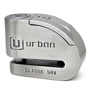URBAN UR14S Antivol Moto Homologué SRA, Bloque Disque avec Alarme Intelligente | 120dB, LED, Warning, Sensibilité A+, X2 ON | Serrure Haute Sécurité, Bloc Double Verrouillage ø14mm, Acier Inoxydable