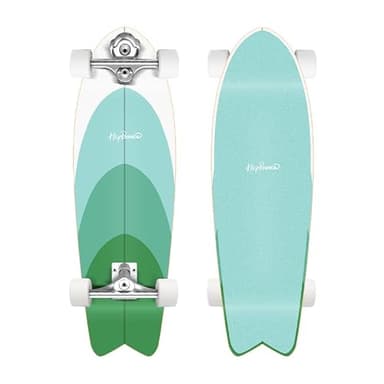 Surfskate S6 Skateboard complet en bois d'érable 81 x 25 cm avec roulements à billes ABEC-11, pour skate de surf, joueurs avancés (Forest)