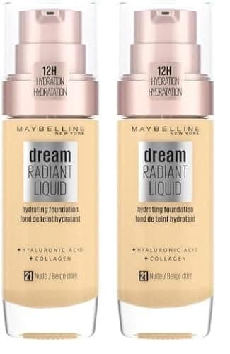 Maybelline New York - Fond de Teint Fluide Perfecteur de Teint - FPS13 - Dream Satin Liquid - Beige Doré (21) - 30 ml (Lot de 2)