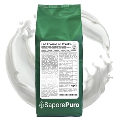 SaporePuro Lait Écrémé en Poudre 1 kg – Lait pour Consommation Humaine | Haute Solubilité | Idéal pour Pâtisserie, Pain et Glace Artisanale | Usage Professionnel et Industriel | Sans Gluten