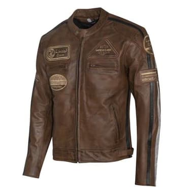 PRO FUTURE ASPIDEX Blouson moto en cuir pour homme, vintage, Custom & Café, de course, style Harley, marron, XXXL