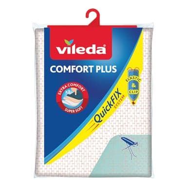 Vileda - Comfort Plus - Housse pour Planche à Repasser, Taille Universelle jusqu'à 130 cm x 45 cm, Design Papillon - Couleur Aléatoire