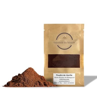 Poudre de Vanille Premium de Madagascar - 20 g - 100% Vanille Bourbon Naturelle - Arôme Intense & Parfum Gourmet - Idéale Pâtisserie, Dessert & Cuisine - Qualité Professionnelle Sans Additif