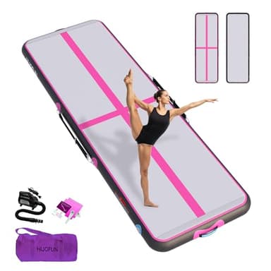 HIJOFUN Air Floor Mat 3M 4M 5M 6M Tapis de Gymnastique Gonflable avec Pompe Pratique et 10/20cm d'épaisseur Pistes d'acrobatie Piste Gonflable Air Mat pour Gymnaste Tumbling Yoga Taekwondo