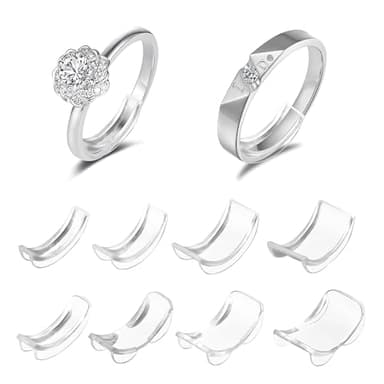 Réducteur de Taille de Bague Invisible 24 Pièces | Ajusteur Universel pour Bagues Desserrées | Gardes Réducteurs en Silicone Souple Transparent Confortable et Réutilisable