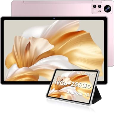 AOCWEI X800 Android 13 Tablette 11 Pouces Écran 2K Octa-Core Tablette, 16Go RAM + 256Go ROM (512Go TF) 5G WiFi |2000 * 1200 |8600mAh |13MP+2MP+5MP |2.0Ghz |Bluetooth 5.0 |4 Haut-parleurs |Or Rose