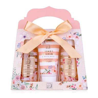 Accentra-Set cadeau de douche pour femmes HONEY JASMINE dans une belle boîte cadeau-Set de soins 3 pièces gel douche,lotion et bain moussant-Set cadeau idéal pour la Saint-Valentin & la Fête des mères