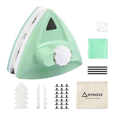 DYNOVE® Lave Vitre Magnétique Réglable pour Fenêtres 5 à 25 mm - Nettoyeur Vitre Magnetique - Comprend 30 Pads de Nettoyage, 4 Raclette en Caoutchouc, 1 Sac de Rangement et 1 Chiffon en Microfibre