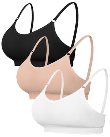 Channo Soutien-Gorge Sport sans Armatures - Pack de 3 en Nylon Côtelé Uni sans Couture Bretelles Réglables