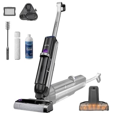 Eureka RapidWash NEW630 Aspirateur Laveur sans Fil,Aspirateur Balai Sec et Humide Inclinaison à 170°,Séchage Air Chaud 60℃,Anti Enchevêtrement,Autonomie 38 Mins,Aspirateur Eau et Poussière Sols Durs