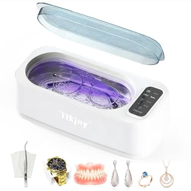 Nettoyeur Ultrasons, 55000Hz Bac a Ultrason, 350ml Ultrasonic Cleaner avec Écran LED, 4 Modes Nettoyeur Ultrason Bijoux avec Lumière UV pour Lunettes, Appareils Dentaires, Montres, Bagues et Colliers