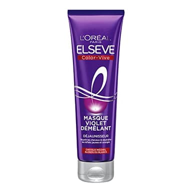 L'Oréal Paris - Masque Violet Démêlant Déjaunisseur - Pour Cheveux Méchés, Blonds ou Blancs - Neutralisation des Reflets Jaunes & Orangés - Elseve Color-Vive - 150 ml