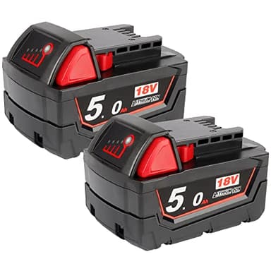 2X Powarobor M18B5 18V 5,0Ah Ersatzakku Compatible avec Milwaukee M18 18Volt Akku 48-11-1860