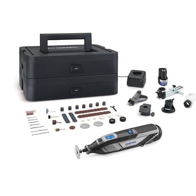 Dremel 8240 5/65 outil multi-usage sans-fil batterie 12V 2Ah, kit outil multi-usage avec 2 Batteries, 5 Adaptations, 1 boîte Platinum, 65 Accessoires