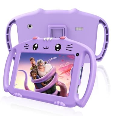 VESWWE Tablette pour Enfant 7 Pouces Android Tablette Enfants avec WiFi 32Go ROM Tablet Tactile Educative Contrôle Parental Double Caméra Kid-Proof Étui (Violet)