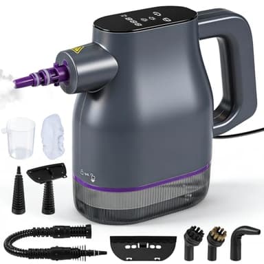 1350W Nettoyeur Vapeur Portable avec Chauffage Rapide 15s à 130°C – Écran Tactile, Verrouillage Sécurité 400ml Sans Produits Chimiques 9 Accessoires pour Voiture Canapé Sol Salle de Bain Carrelage