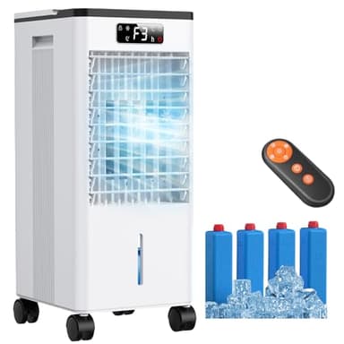 Climatiseur Mobile Max 7.5L-Refroidissement Évaporatif à Cristaux de Glace,Grand Réservoir, Télécommande,3 Vitesses,Orientable 60°/120°,Minuterie 1-12h, Faible Consommation,Silencieux,Maison/Burea