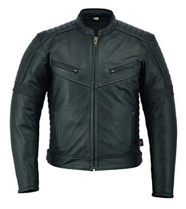 Texpeed Blouson de moto en cuir pour homme - Veste de moto de tourisme avec protection biker CE armor (EN 1621-1) Noir - XXL