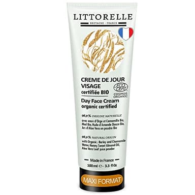 Crème de Jour Visage Peau Douce - Maxi Format 100 ml - Certifiée Bio – 99% d’Origine Naturelle à l'Eau d'Orge Bio - Crème Hydratante Homme Femme - Soin Peau Sensible, Sèche – Made in France
