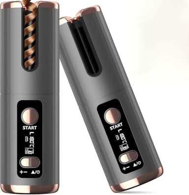 Fer a Boucler Cheveux Automatique Sans Fil Fer a Friser avec 6 Réglages de Température & Minuteur, Boucleur Céramique USB Rechargeable, Anti-brûlure, pour Cheveux Longs Courts