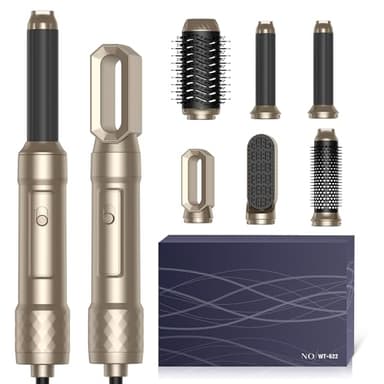 Airbrush 6 en 1 Air Styler, Air Brush 6 en 1 avec Seche Cheveux, Brosse Soufflante, Fer a Boucler, Thermal Brush, Brosse Lissante pour Sécher, Boucler, Lisser