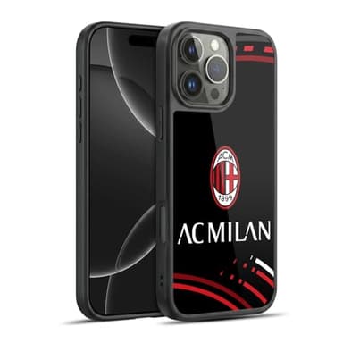 Head Case Designs sous Licence Officielle AC Milan Courbé Modéles De Crête Coque en Gel renforcée [Protection de Qualité Militaire] Compatible avec Apple iPhone 16 Pro Max