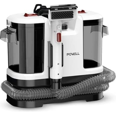 Powell Nettoyeur de Tapis, Aspirateur Injecteur Extracteur Puissant 13000PA, Réservoir 1,8L, Pour Moquette, Tapis, Canapé, Voiture – 450W Motor, Câble 5m, Léger 3,5kg, Blanc