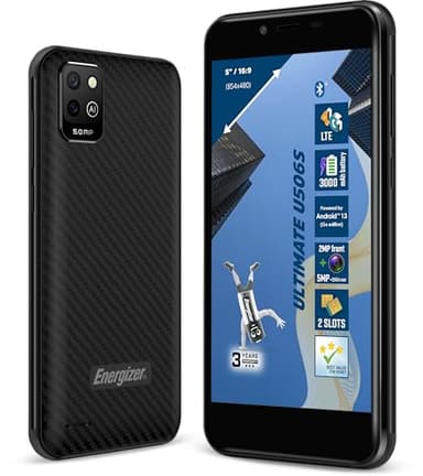 Energizer - Smartphone U506S - Pas Cher Débloqué 2GB RAM / 32GB ROM - Ecran 5" - 3000 mah Batterie - Caméra 5MP+QVGA arrière / 2MP Avant - Android 13 GO - Noir - Double SIM