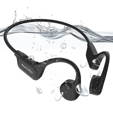 sunvito Casque Conduction osseuse, étanche IP68, Casque Natation sans Fil Bluetooth 5.3, Mémoire 32 G intégrée pour l'exercice en Plein air, la Course, Les Voyages, Le Cyclisme, la Natation