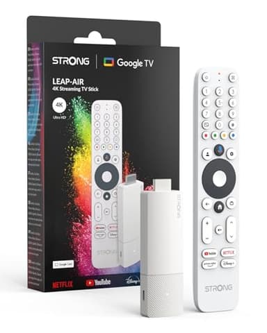 STRONG Leap-AIR 4K UHD TV Stick, Android 11, WiFi, Google Voice Assistant, HDR10+, Dolby Atmos, Netflix, Prime Video, Youtube, Disney+ (White)