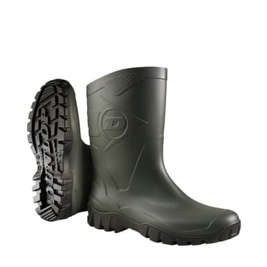 DUNLOP Dee – Bottes de pluie pour hommes et femmes - Bottes en caoutchouc - imperméables - court - Bout souple – PVC - Léger - Pêche – Vert – Pointures 37 à 47