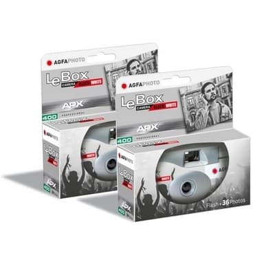 AgfaPhoto Pack 2 x 601026 - Appareil Photo Jetable LeBox Black&White, 27 Photos, Objectif Optique 31 mm - Gris