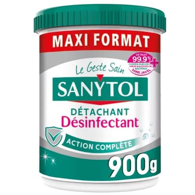 Sanytol - Poudre Détachante Désinfectante Linge - 900 g - Bactéricide, Virucide - Sans Javel - Préserve Fibres et Couleurs dès 30°C