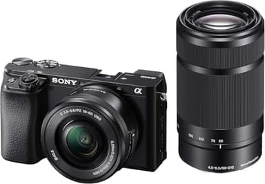 Sony Alpha 6100 | Appareil Photo Numérique Hybride APS-C en kit Objectifs Zoom E 16-50mm f/3.5-5.6 PZ OSS et E 55-210mm f/4.5-6.3 OSS (AF en 0.02s, Suivi des Yeux, Vidéo 4K, Ecran Selfie Vlogging)