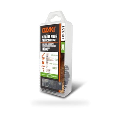 OZAKI - Chaîne Tronçonneuse .325" - Jauge 1,5 mm (0,58") - Profil de Gouge Semi-Carré - 72 Entraîneurs