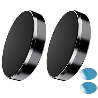 Solryn 2 Pièces Support téléphone magnétique Rond pour Voiture Support Telephone Voiture Aimanté Universel Support Auto Collant Aimant Rond pour iPhone, Samsung Huawei Xiaomi, Noir