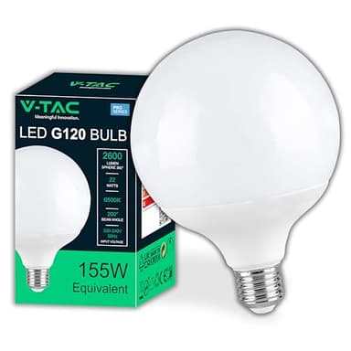 V-TAC Ampoule LED Globe avec Chip Samsung E27 22W (équivalent 155W) G120-2600 Lumen - Ouverture du faisceau lumineux 200° - Efficacité Maximale et Économie d'Énergie - 6500K Blanc Froid
