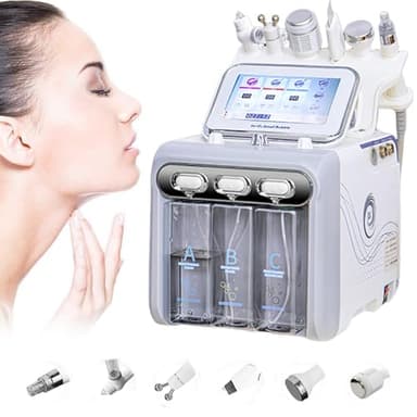 6 en 1 Hydratante Machine De Beauté À L'oxygène D'hydrogène Machine,Diamant Nettoyer Visage Faciale,Appareil de Soin de Peau du Visage pour Maison et Salon de Beauté,Cadeau Créatif pour Femmes